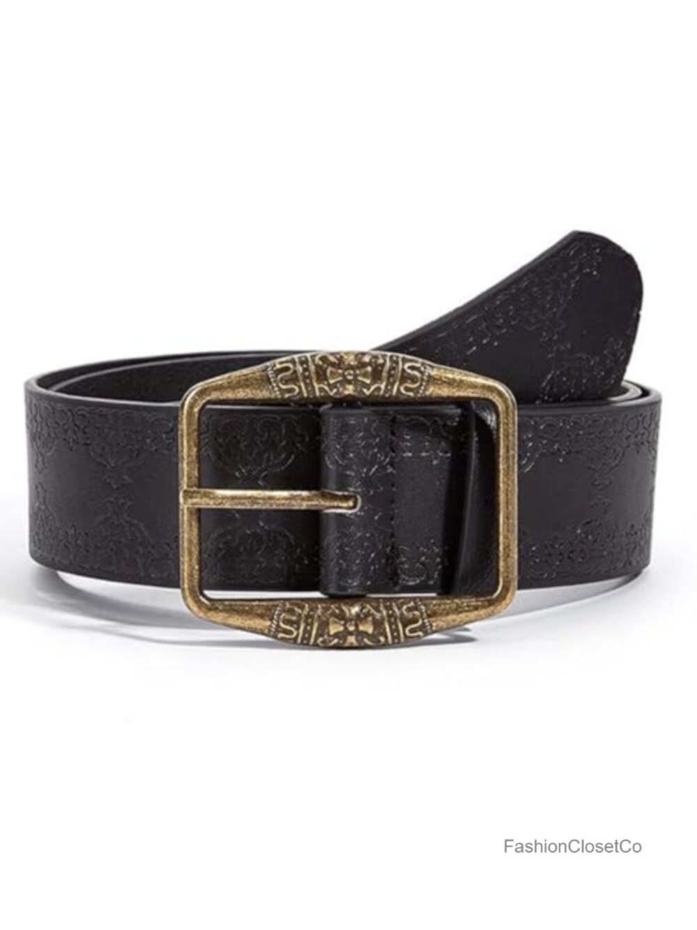 Western Vintage Metal Buckle Faux Leather Belt for Jeans Dress